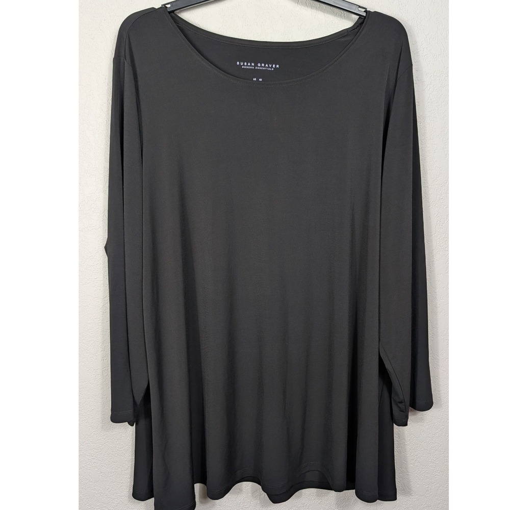 Susan Graver 4X‎ Black Shirt Top Tunic Travel Stretch Liquid Knit Womens